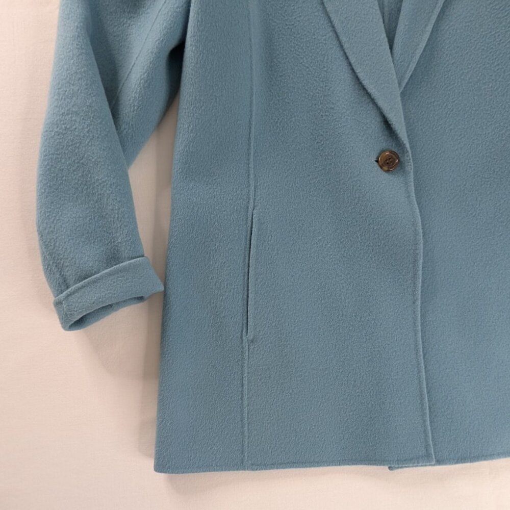 Talbots Double Face Blue Wool Front Button Shawl … - image 3